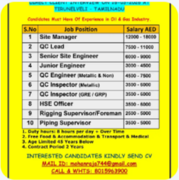 REQUIREMENTS FOR UAE & QATAR DIRECT CLIENT INTERVIEW ON 16-03-2026 (MONDAY)