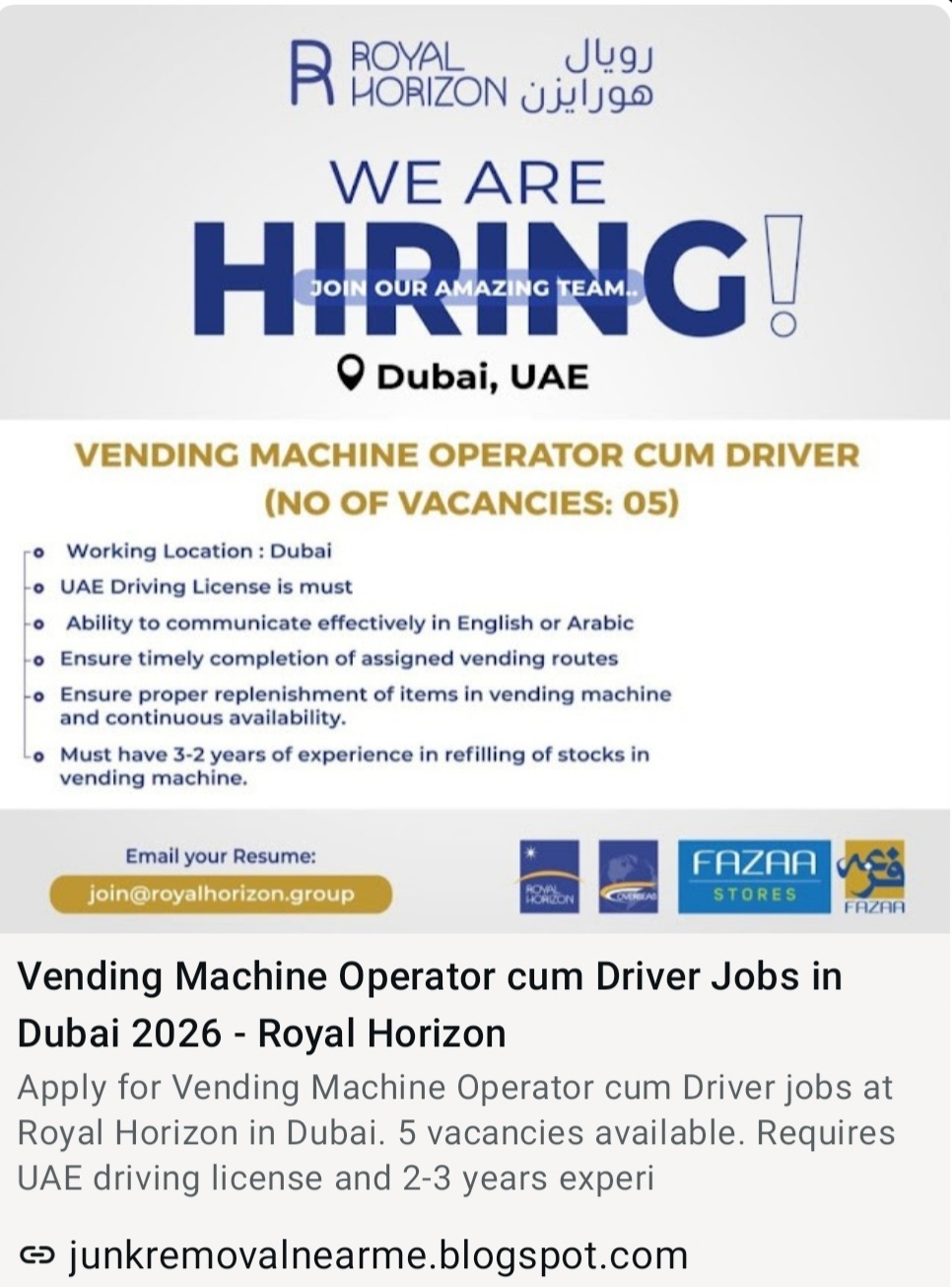 ROYAL HORIZON IN DUBAI IS RECRUITING