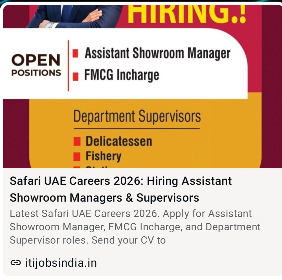 SAFARI UAE CAREERS IS HIRING FOR MULTIPLE JOB ROLES