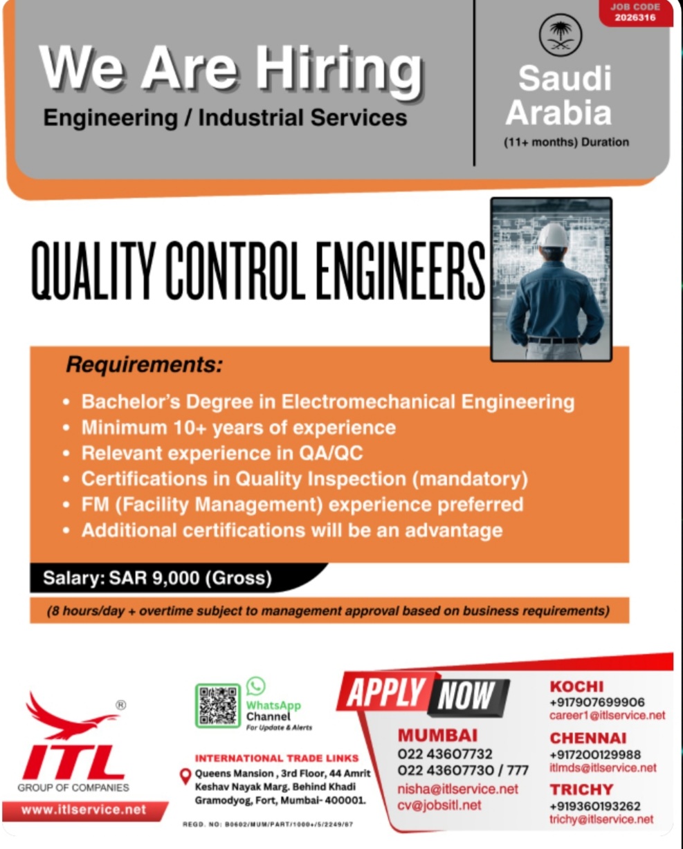 SAUDI ARABIA IS HIRING FOR 11 MONTHS DURATION