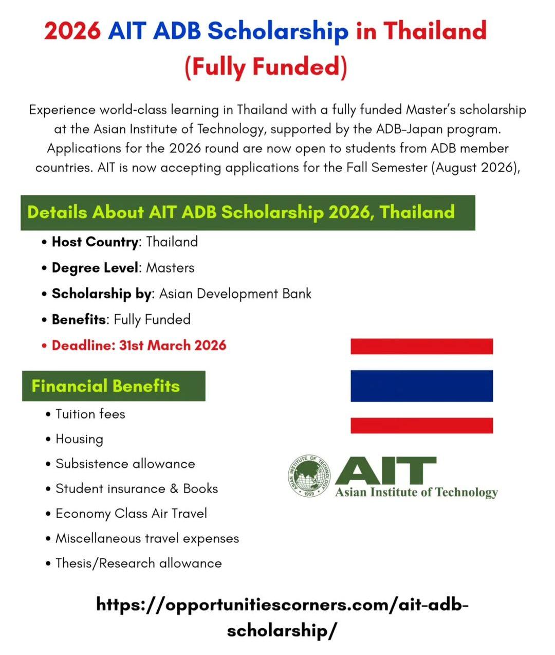 SCHOLORSHIP IN THAILAND