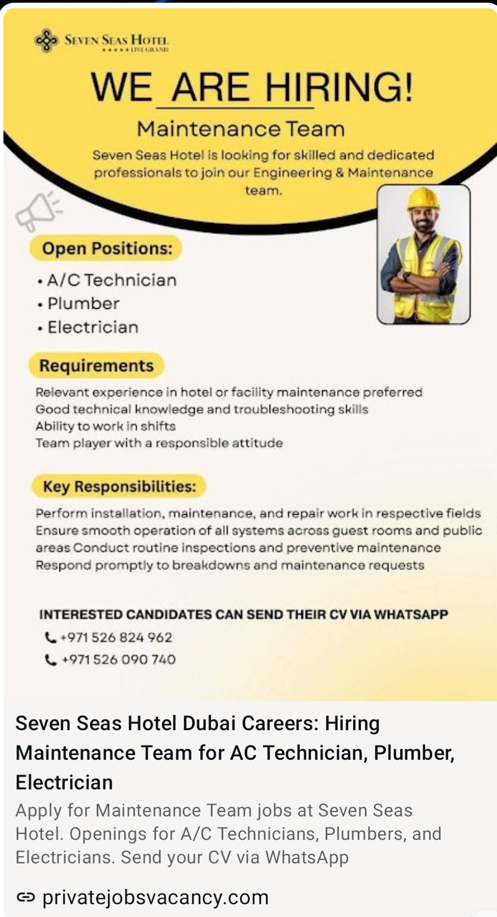 SEVEN SEES HOTEL DUBAI CAREERS IS HIRING FOR 2026