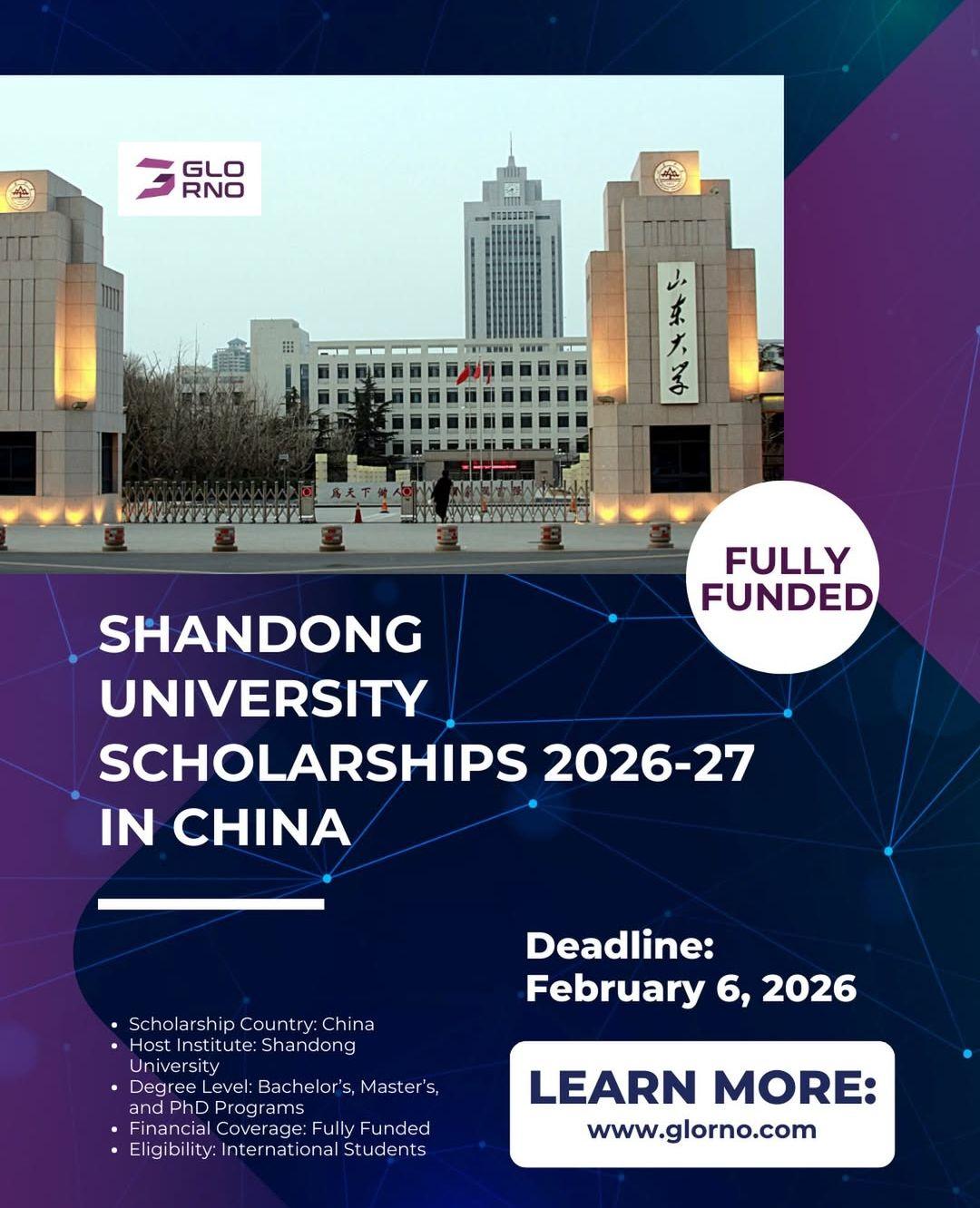 SHANDONG UNIVERSITY SCHOLARSHIPS 2026—2027 IN CHINA.