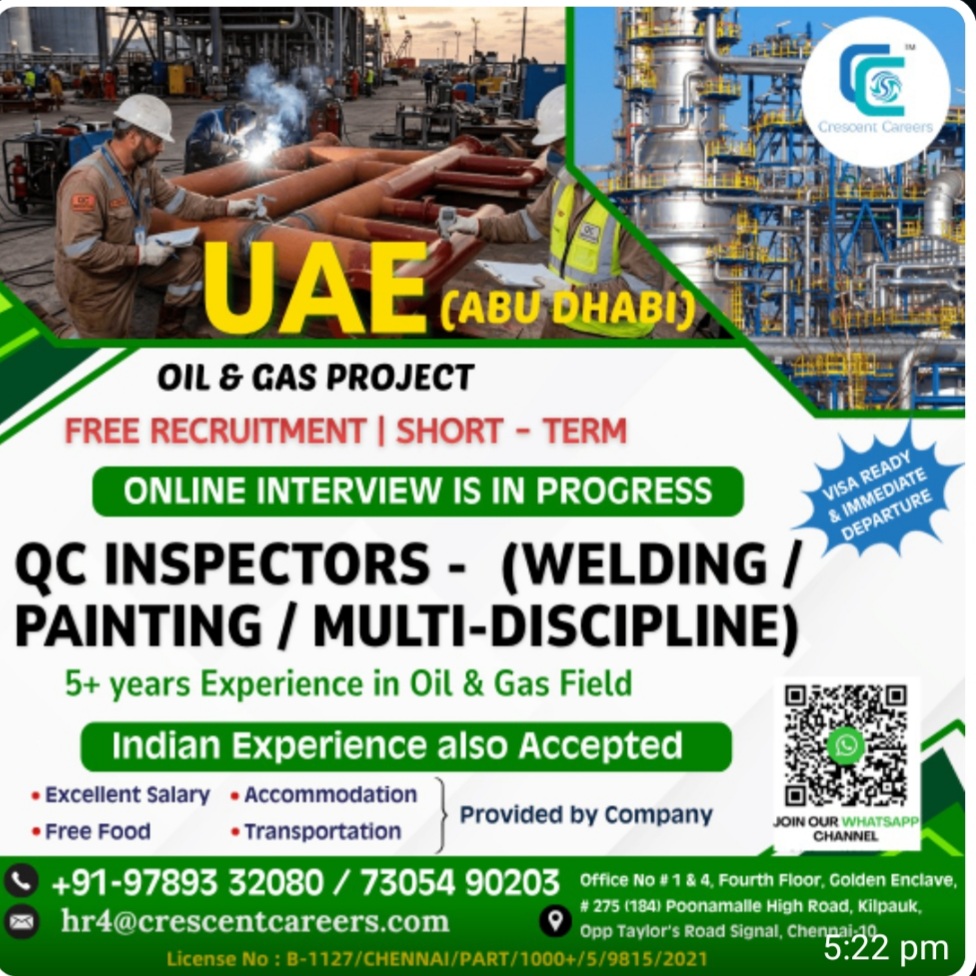 SHORT TERM RECRUITMENT FOR OIL AND GAS PROJECT