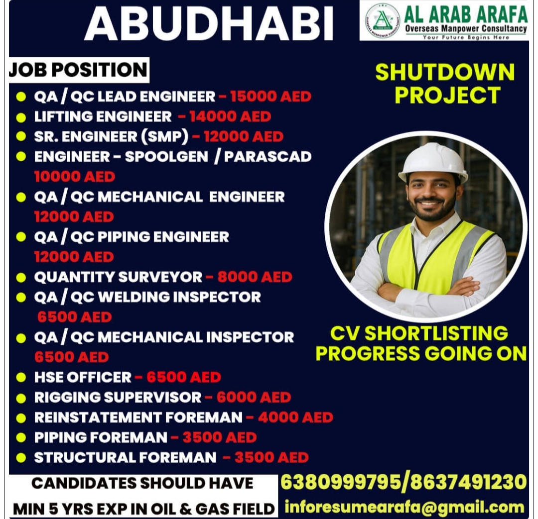 SHUTDOWN PROJECT IS RECRUITING AT ABU DHABI