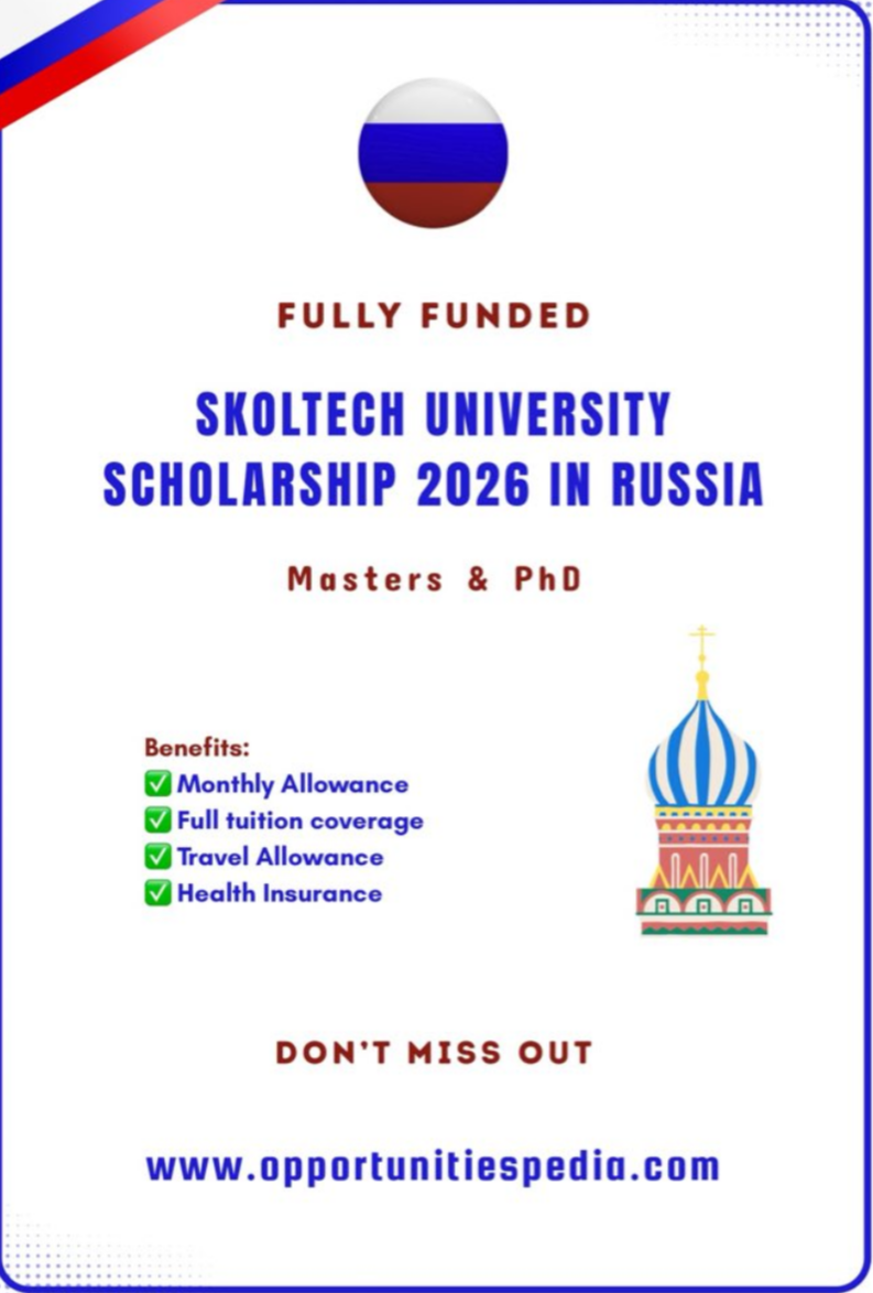 Skoltech University Scholarship 2026 | Fully Funded | Study in Russia