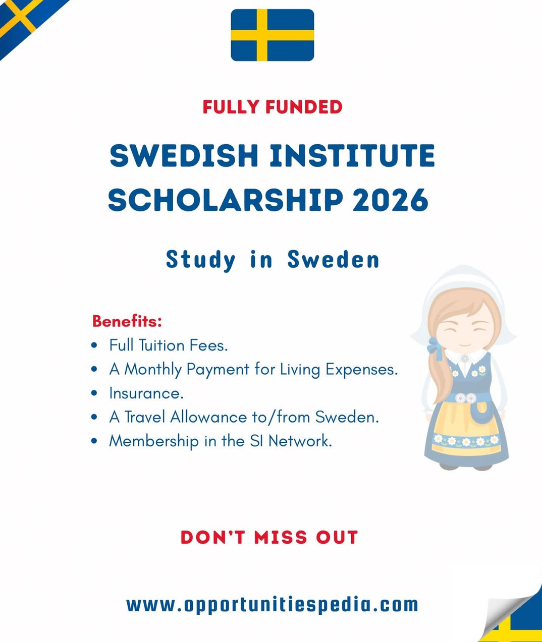 SWEDISH INSTITUTE OF SCHOLARSHIP 2026.