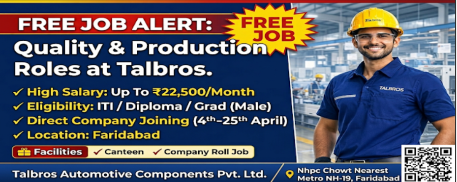 Talbros  Automotive Components Pvt Ltd Requirement 2026 : Iti, Diploma and Graduates Jobs in Faridabad
