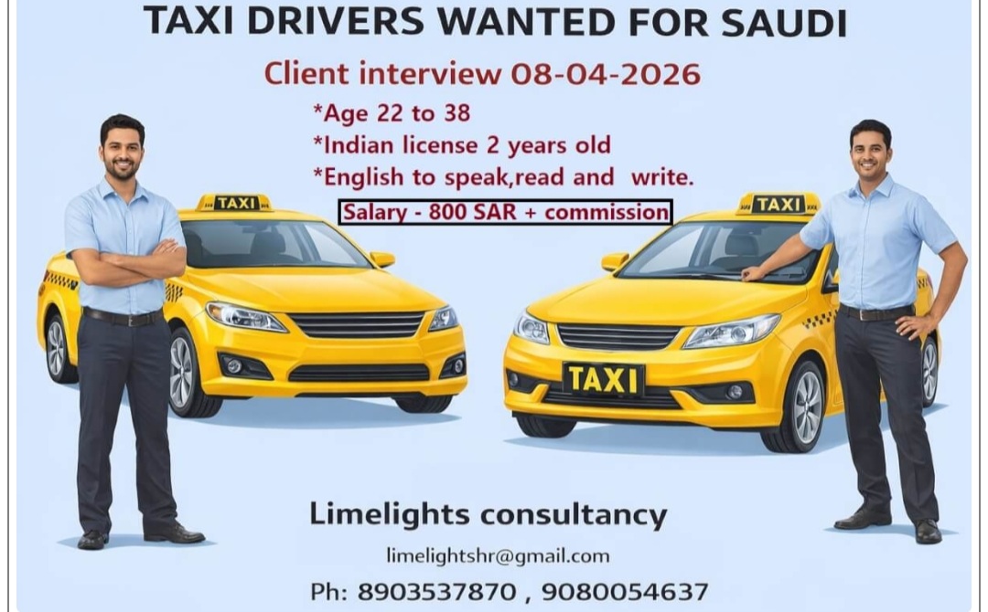 TAXI DRIVERS REQUIRED FOR SAIDI ARABIA