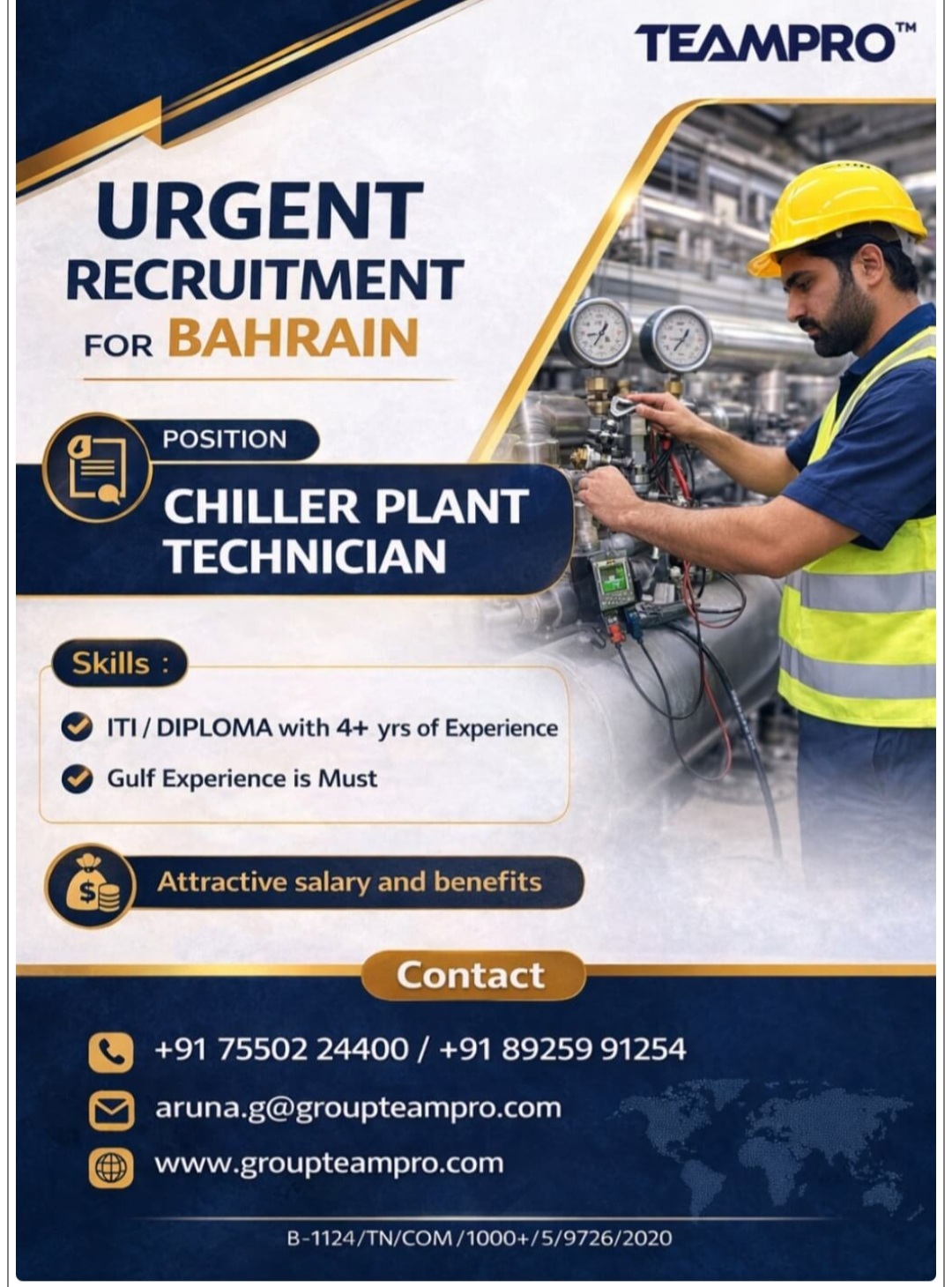 TEAM PRO IS HIRING FOR  CHILLER PLANT TECHNICIAN