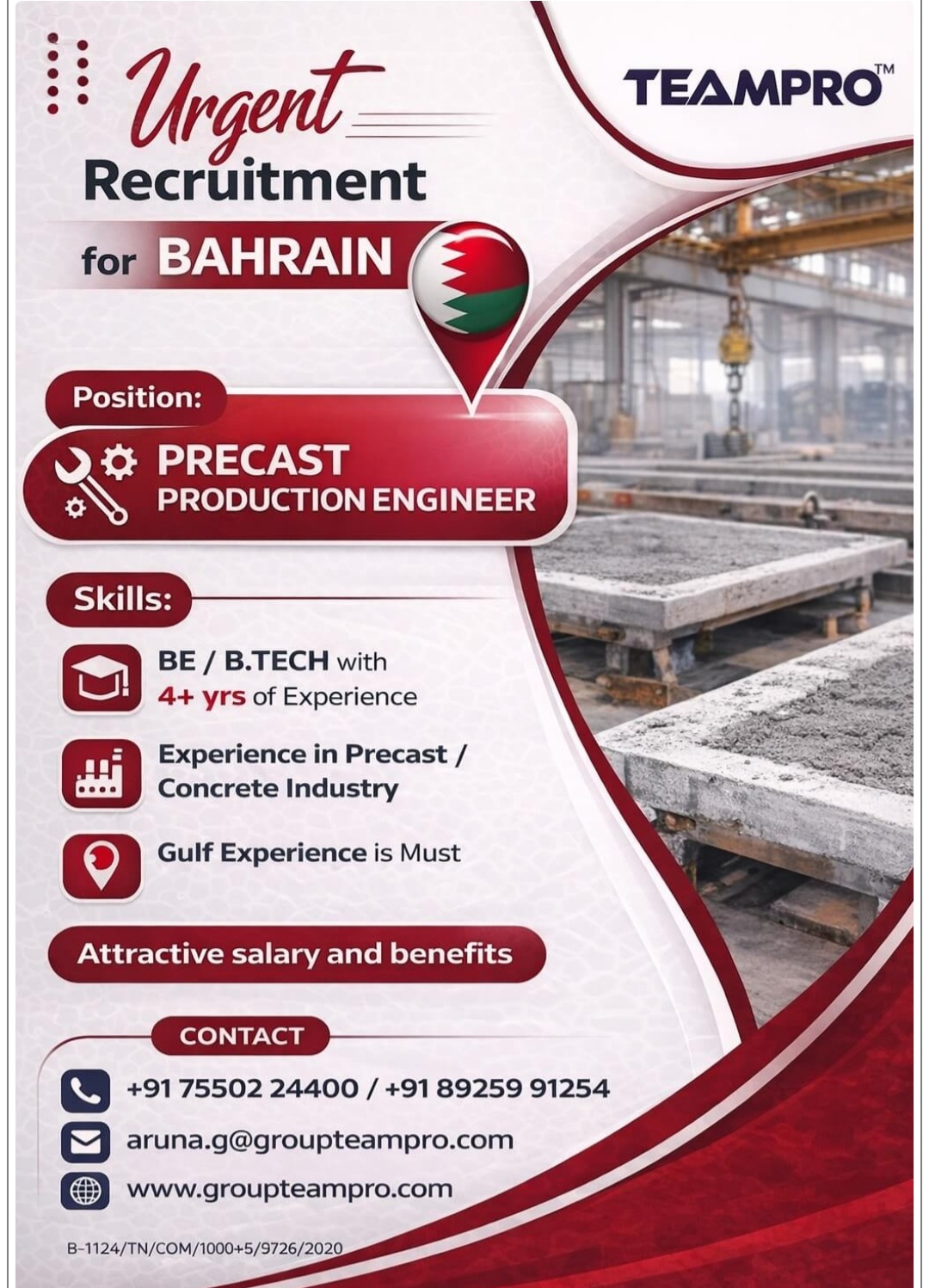 TEAM PRO IS HIRING PRODUCTION ENGINEER FOR BAHRAIN