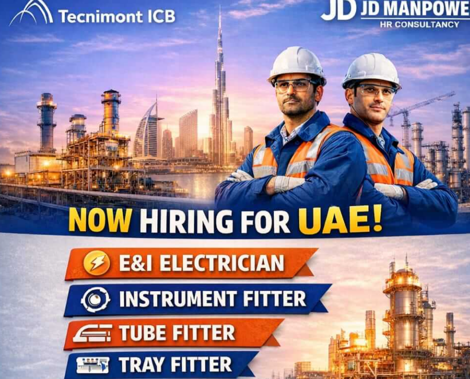 Tecnimont ICB is hiring *Electrical Fitter, Instrument Fitter, Tube Fitter & Tray Fitter*