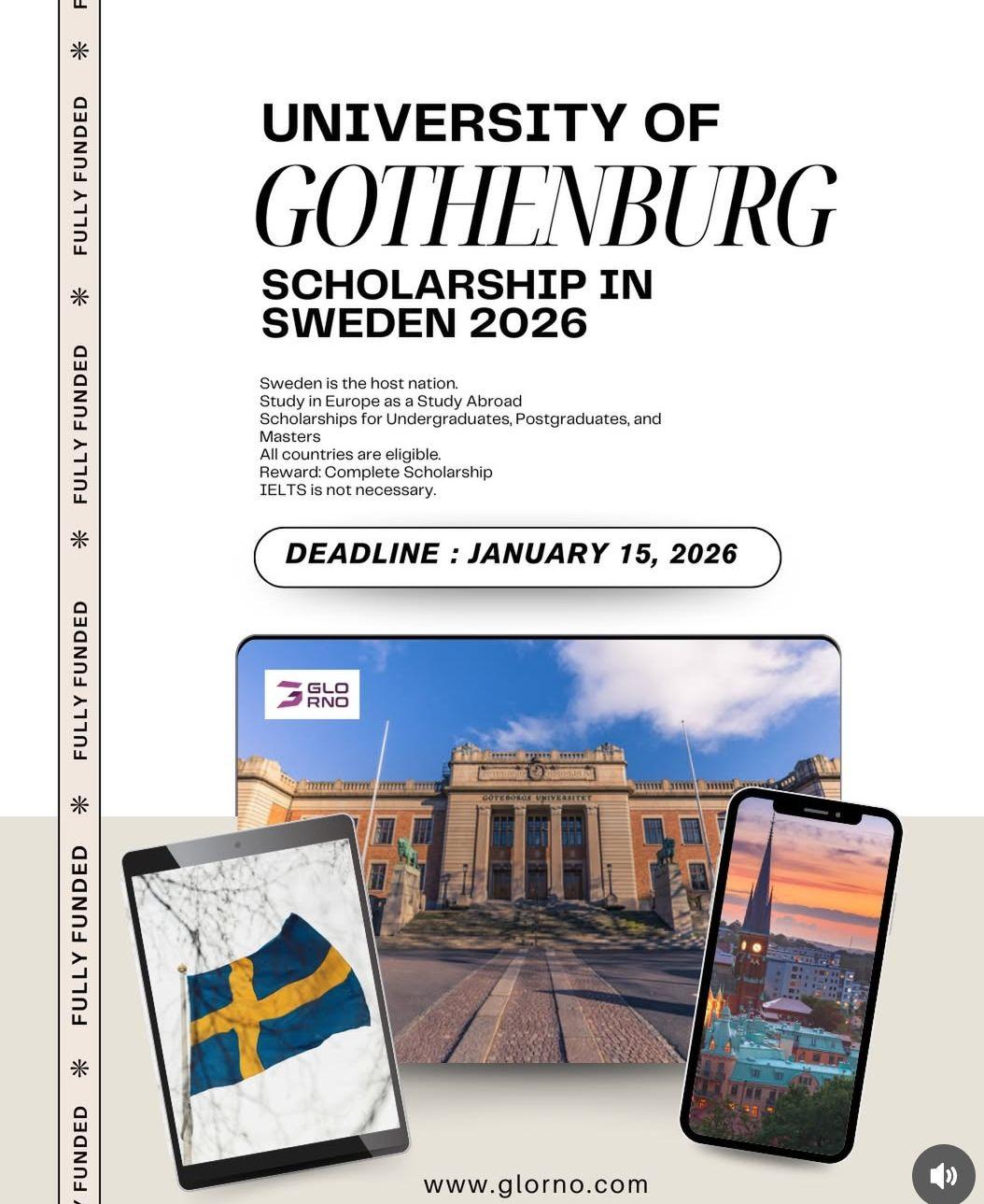UNIVERSITY OF GOTHENBURG SCHOLARSHIP IN SWEDEN 2026