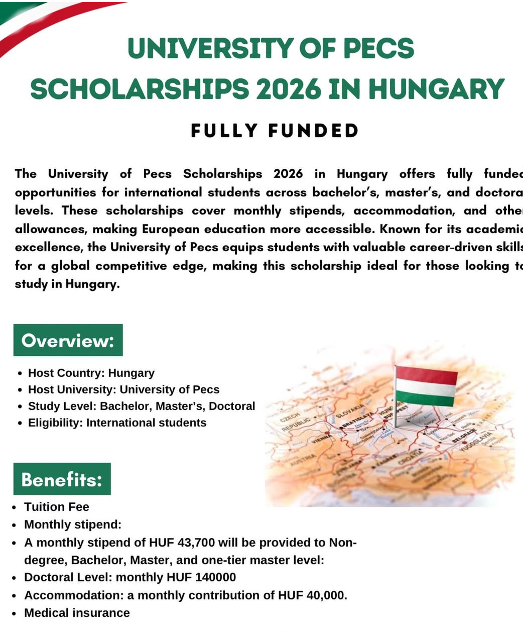 UNIVERSITY OF PECS SCHOLARSHIPS 2026 IN HUNGARY