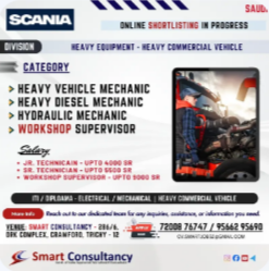 URGENT JOB OPENING – SAUDI ARABIA 🇸🇦 Scania Company | Heavy Equipment Division