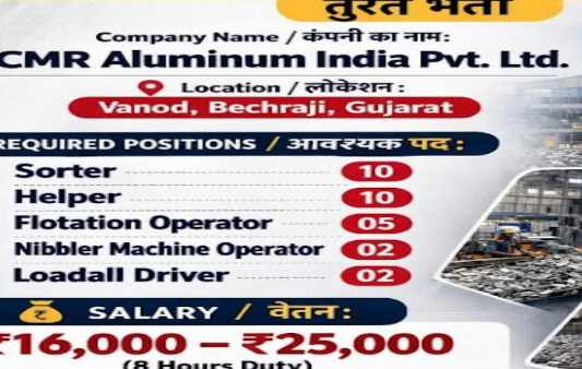 Urgent Job Openings at CMR Alumini India Pvt Ltd.