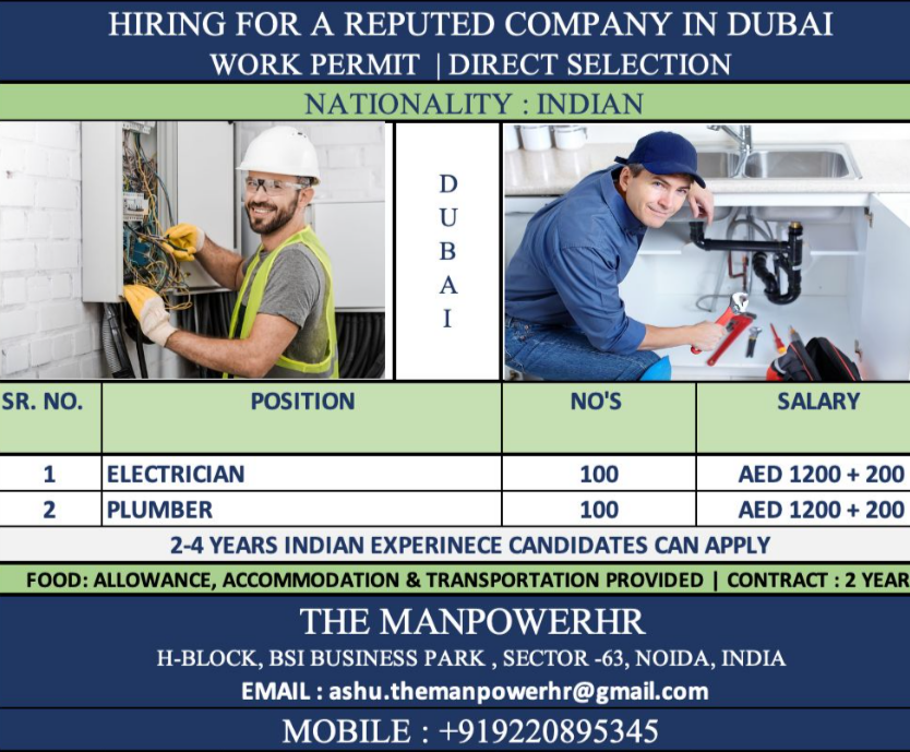 Urgent jobs in dubai for indian - Direct selection