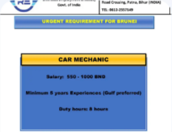 URGENT REQUIREMENT FOR BRUNEI