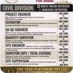 URGENT REQUIREMENT FOR DUBAI