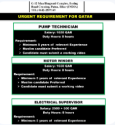 URGENT REQUIREMENT FOR QATAR
