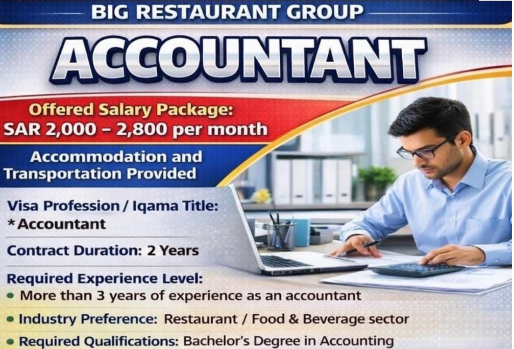 URGENT REQUIREMENT FOR SAUDI ARABIA – BIG RESTAURANT GROUP ONLINE CLIENT INTERVIEW