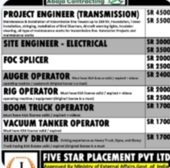 URGENT REQUIREMENT FOR SAUDI ARABIA