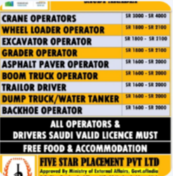 URGENT REQUIREMENT FOR SAUDI ARABIA