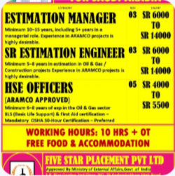 URGENT REQUIREMENT FOR SAUDI ARABIA