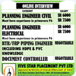 URGENT REQUIREMENT FOR SAUDI ARABIA