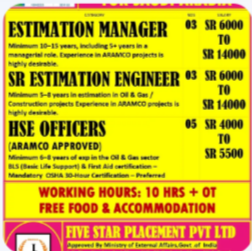 URGENT REQUIREMENT FOR SAUDI ARABIA