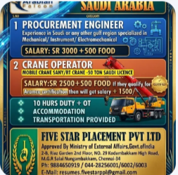 URGENT REQUIREMENT FOR SAUDI ARABIA