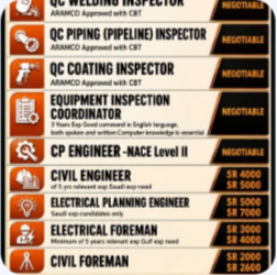 URGENT REQUIREMENT FOR SAUDI ARABIA