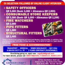 Urgent requirement of manpower for Debaj, Qatar
