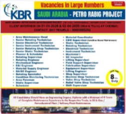 Urgently Required For Leading Company – Saudi Arabia.