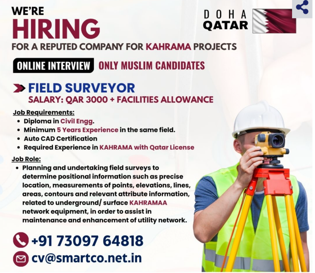 URGENTLY REQUIRED FOR QATAR (ONLY MUSLIM)