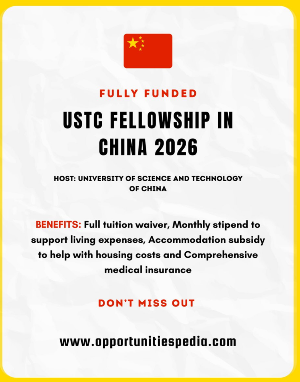 USTC Fellowship 2026 | Study in China | Fully Funded