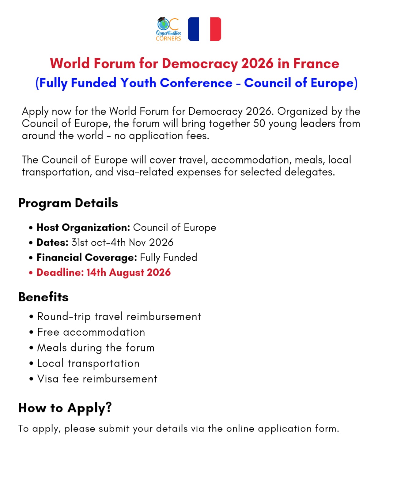 World Forum for Democracy 2026 in France (Fully Funded)