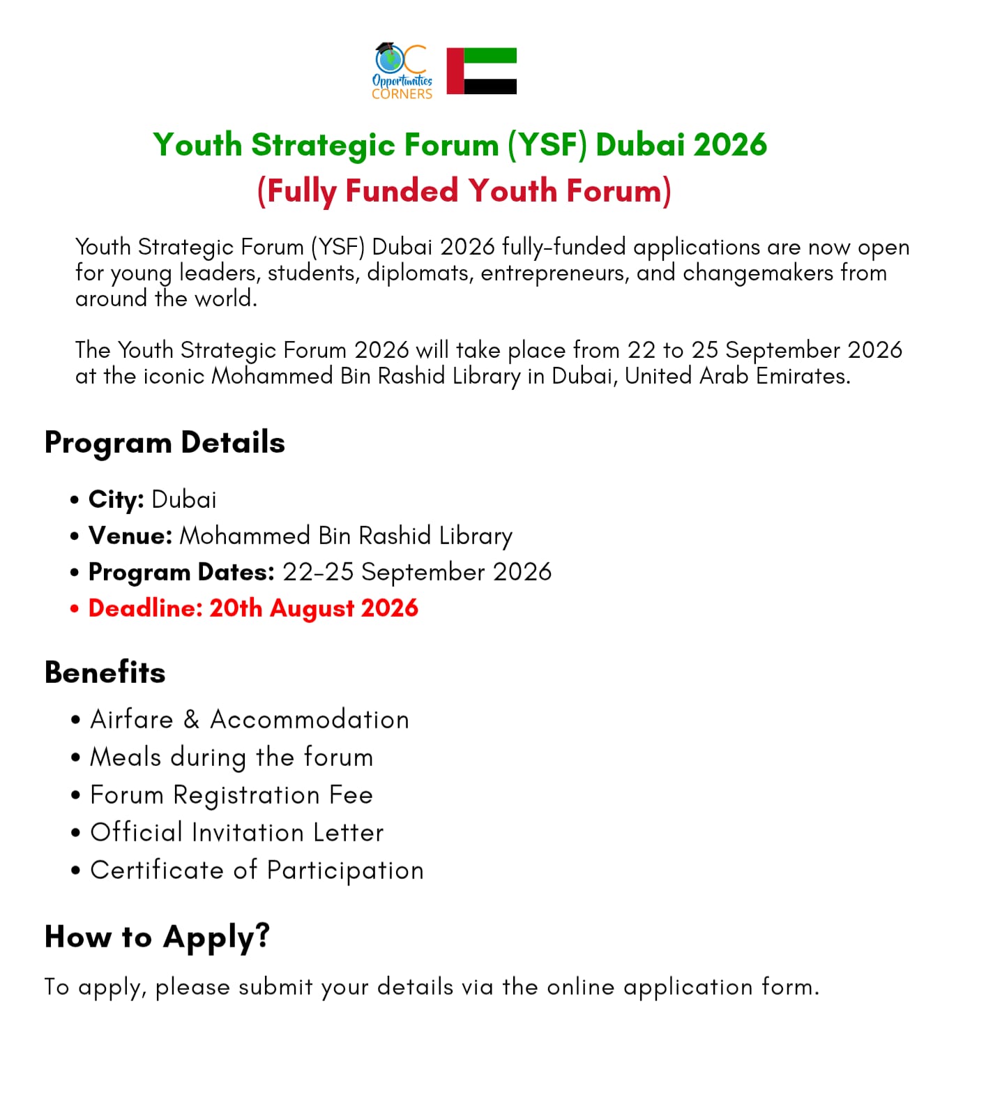 Youth Strategic Forum (YSF) Dubai 2026 (Fully Funded)