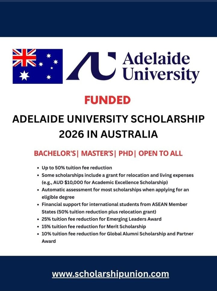 Adelaide University Scholarships 2026 in Australia