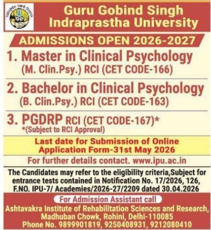 Admission Open: Clinical Psychology Programs at Guru Gobind Singh Indraprastha University