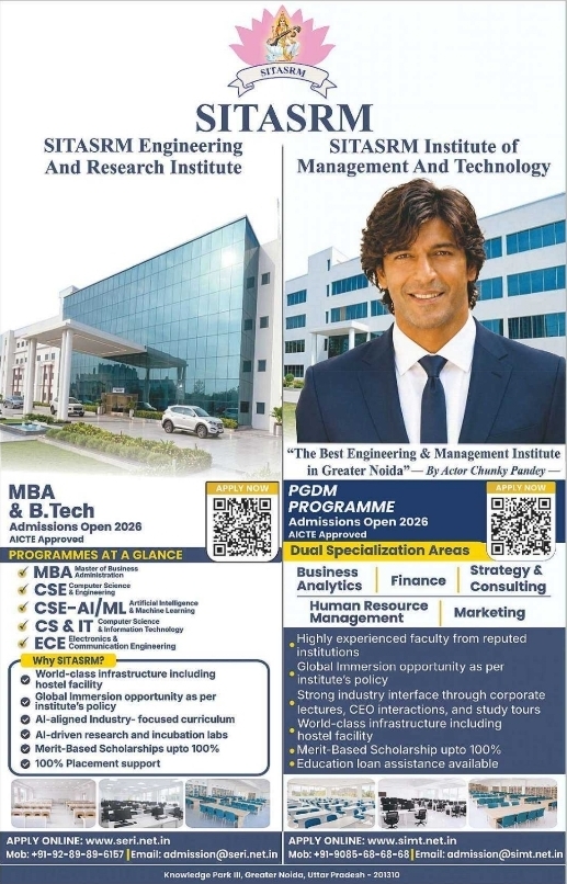 Admission Open: Engineering & Management Programs at SITASRM Greater Noida