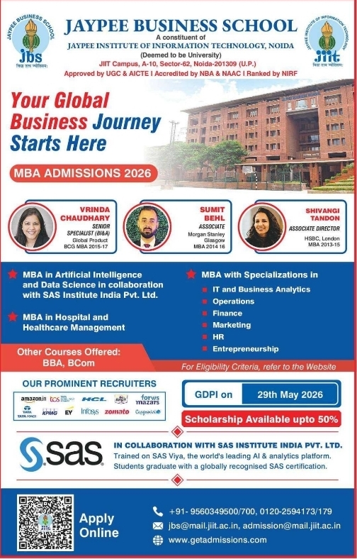 Admission Open: MBA Programs at Jaypee Business School