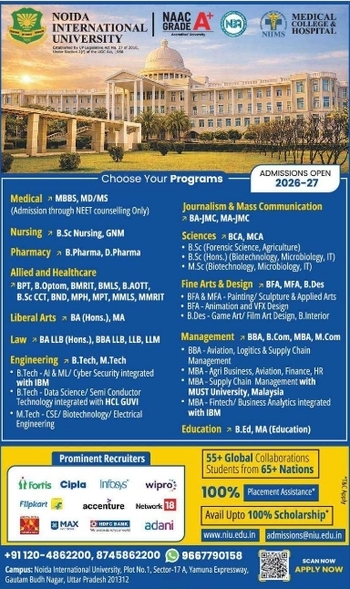 Admission Open: Undergraduate & Postgraduate Programs at Noida International University
