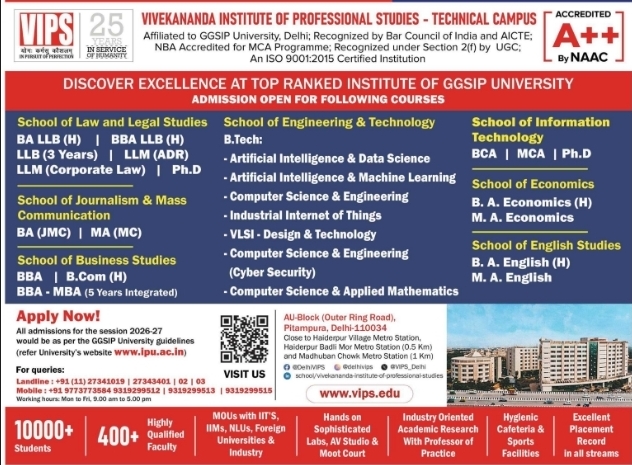 Admission Open: Undergraduate & Postgraduate Programs at VIPS Technical Campus