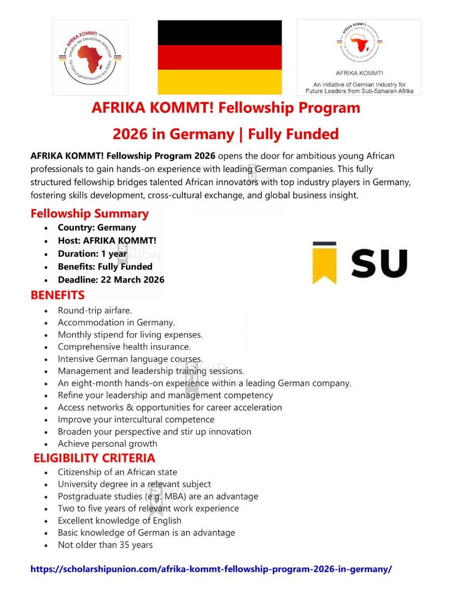 AFRIKA KOMMT! Fellowship Program 2026 In Germany