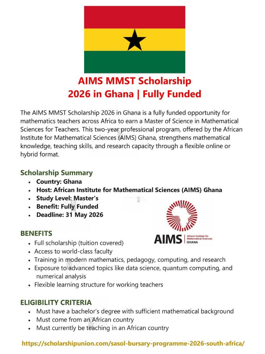 AIMS MMST Scholarship 2026 in Ghana