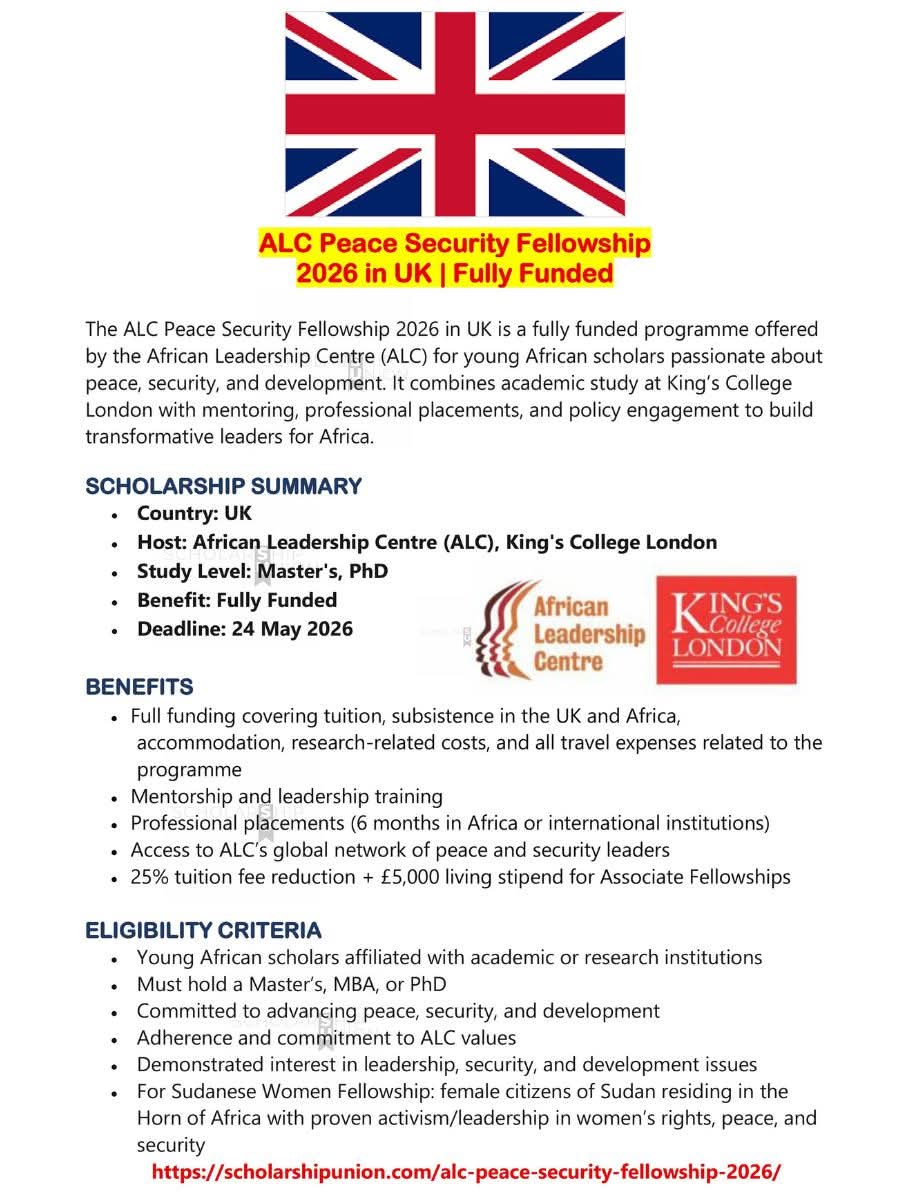 ALC Peace Security Fellowship 2026 in UK