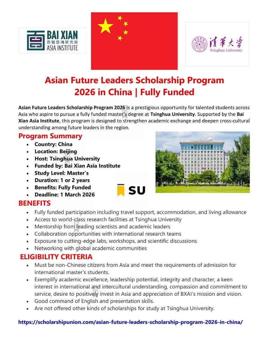 Asian Future Leaders Scholarship Program (AFLSP) 2026 In China