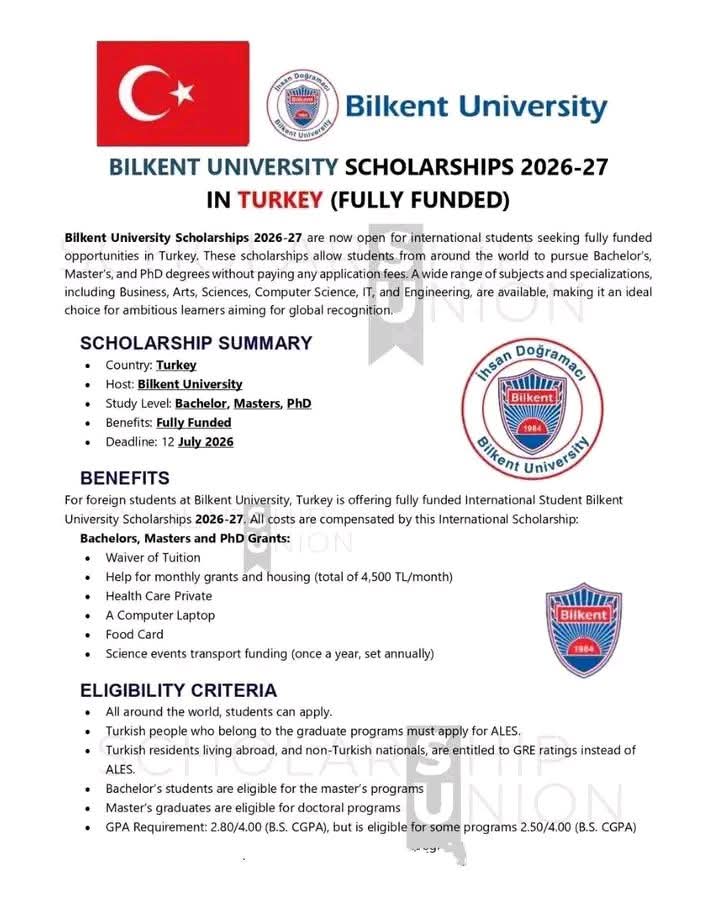 🎓 Bilkent University Scholarships 2026-27 in Turkey | Fully Funded🇹🇷