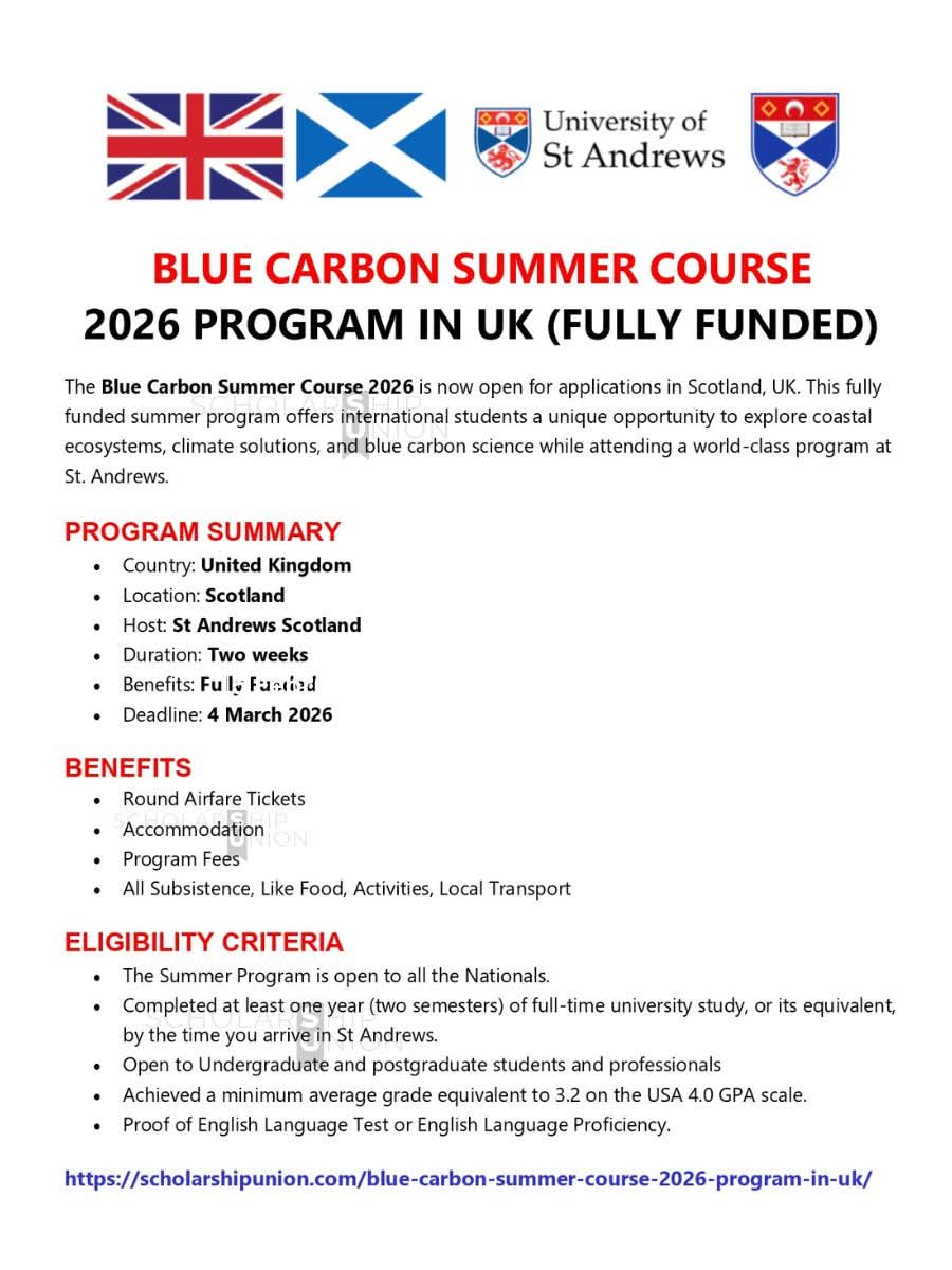 Blue Carbon Summer Course 2026 Program In UK